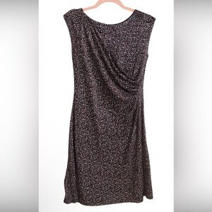 LOFT Black and Pink Midi Dress